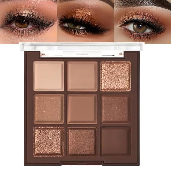 Paleta de Sombras de Ojos Marrón Nude – Tonos Neutros, Rosa Dorado y Bronce para Maquillaje Natural y Smoky Eye