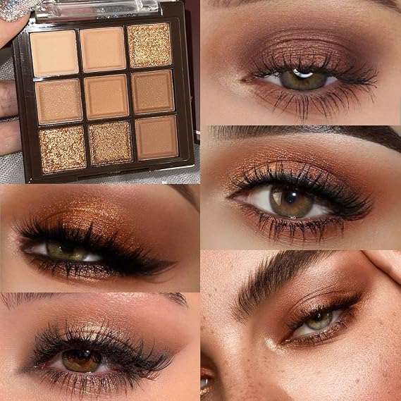 Paleta de Sombras de Ojos Marrón Nude – Tonos Neutros, Rosa Dorado y Bronce para Maquillaje Natural y Smoky Eye